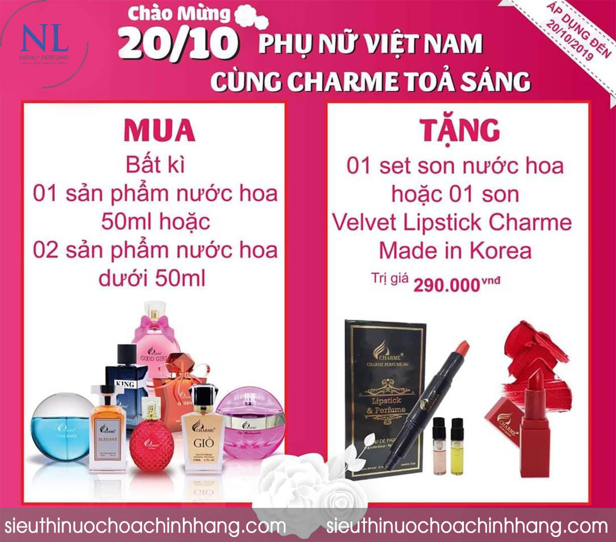 khuyến mãi nước hoa Charme
